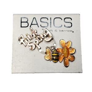 Vintage AJMC Enamel Happy Bumble Bee Insect Floral Orange Flower Pin Brooch 1980